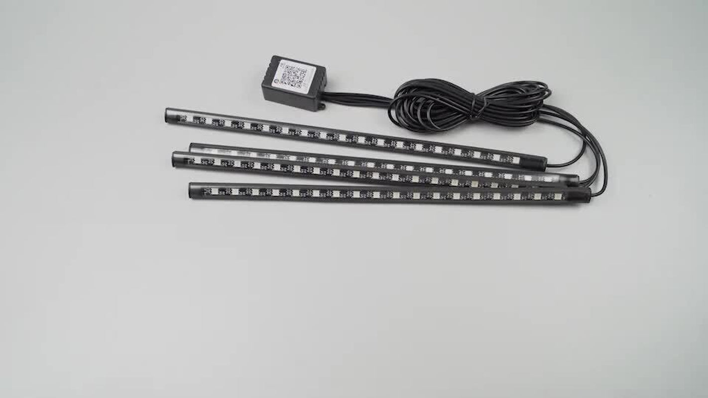 4X RGB 72 LED USB Car Interior Floor Atmosphere Light Strips Bluetooth Phone APP